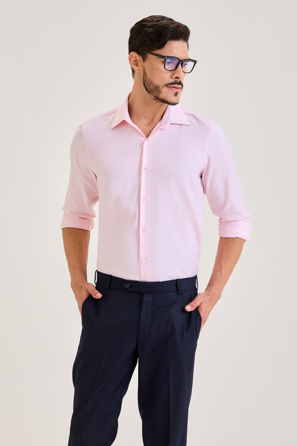 Peach Herringbone Dobby Shirt
