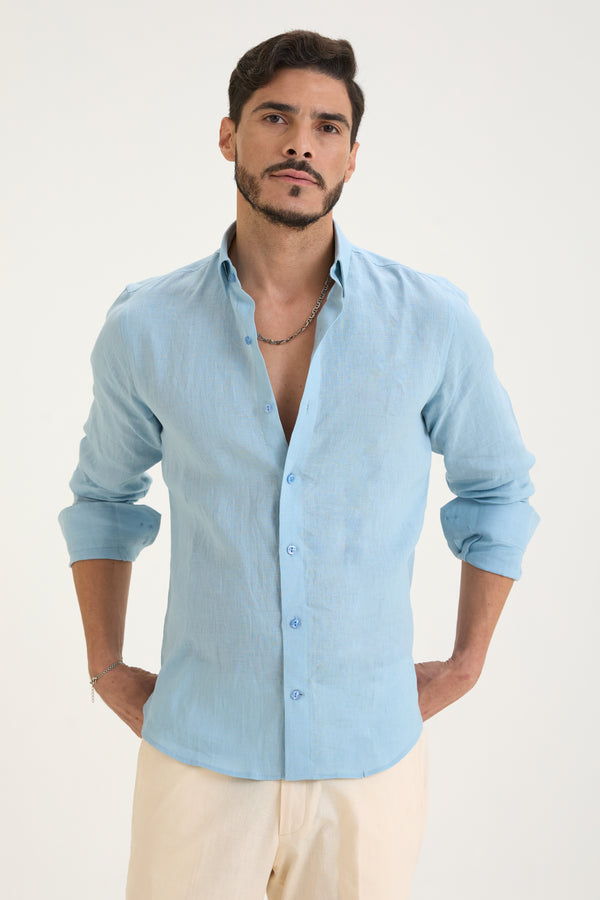 Sky Blue Belgian Linen Shirt