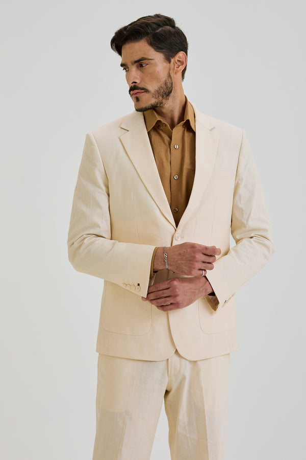 Off White Semi-Formal Blazer Linen