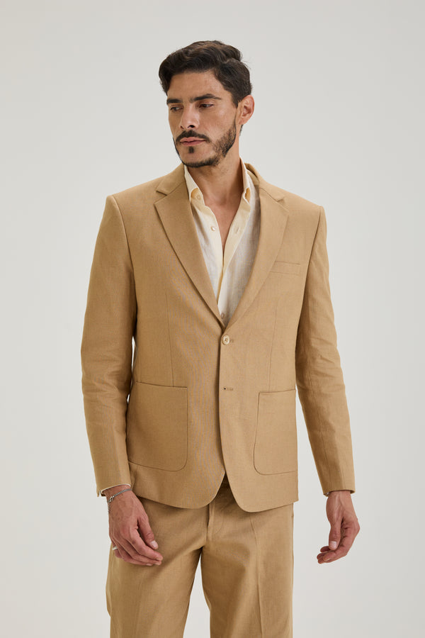 Tan Brown Semi-Formal Blazer Linen