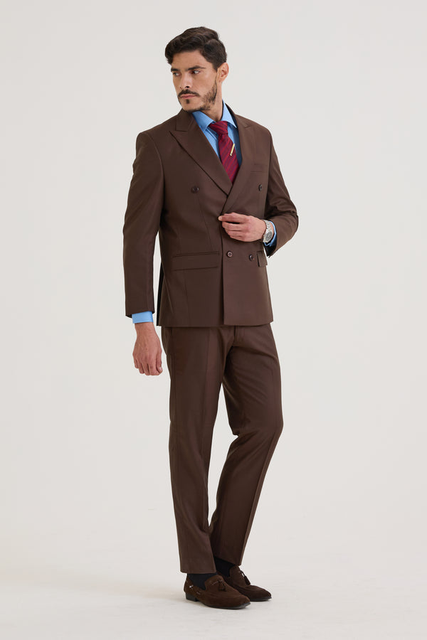 Brown Double Breasted Suit Set