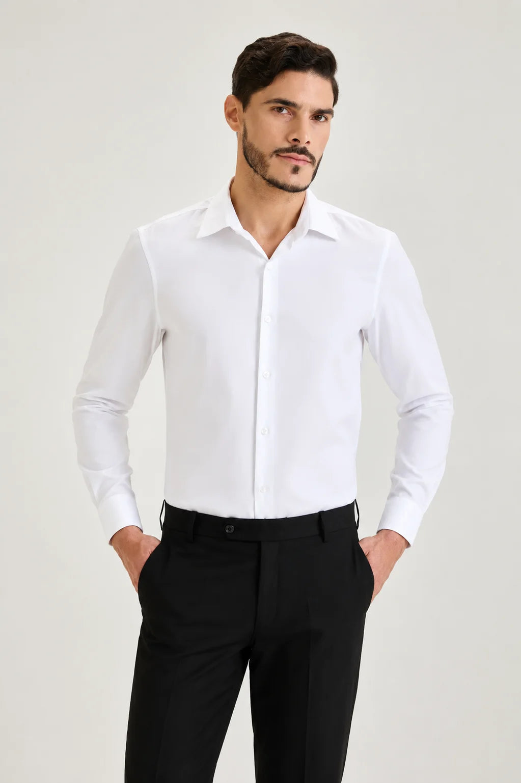 Off White Herringbone Dobby Shirt