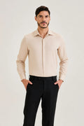 Beige Herringbone Dobby Shirt