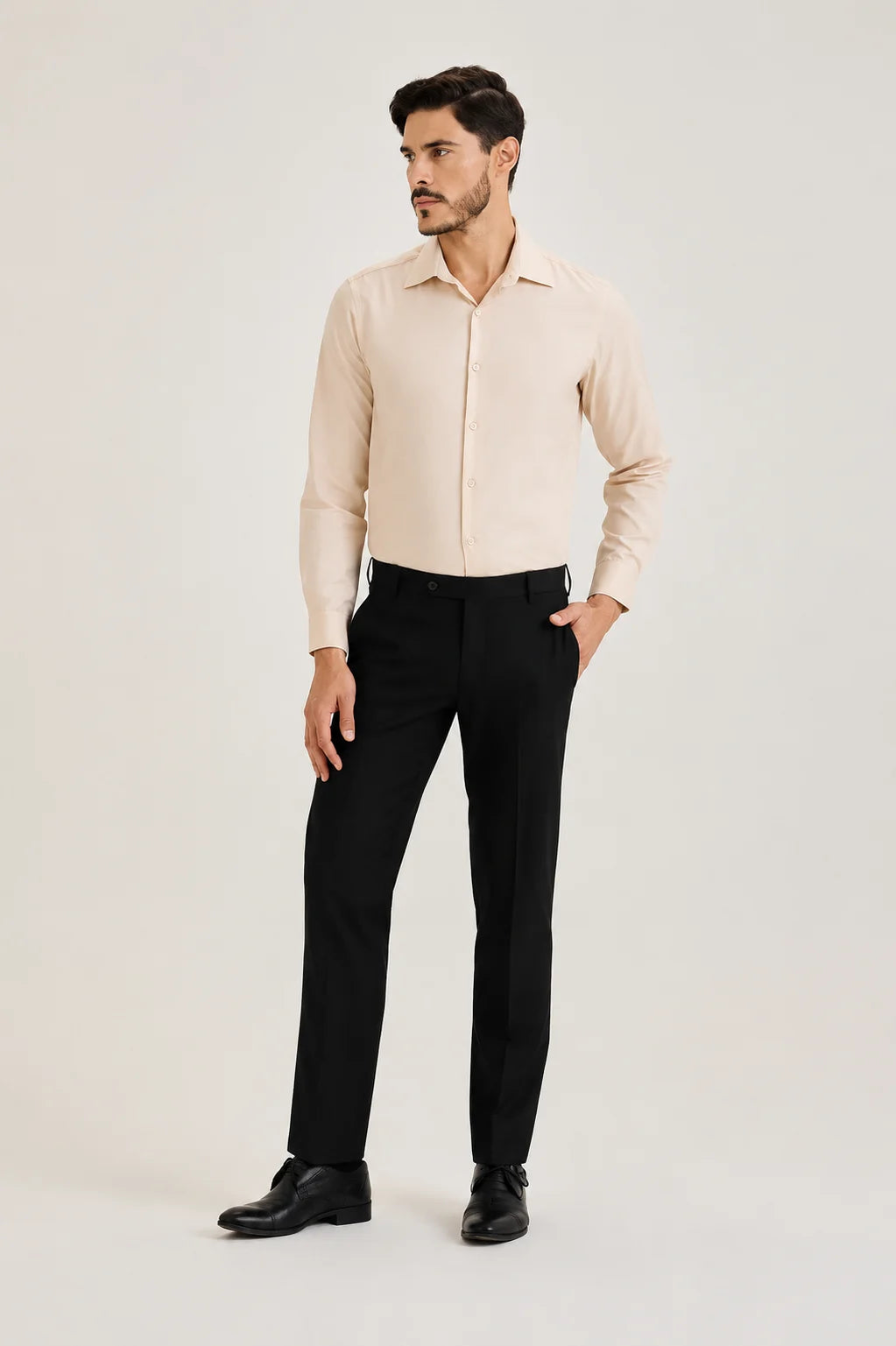 Beige Herringbone Dobby Shirt