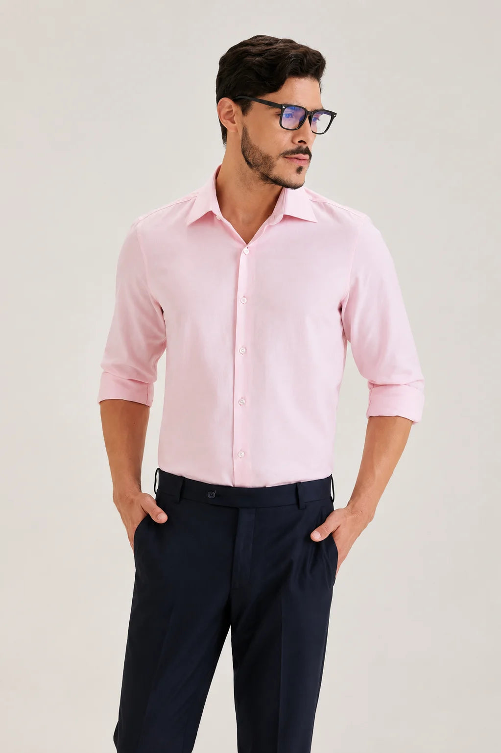 Peach Herringbone Dobby Shirt