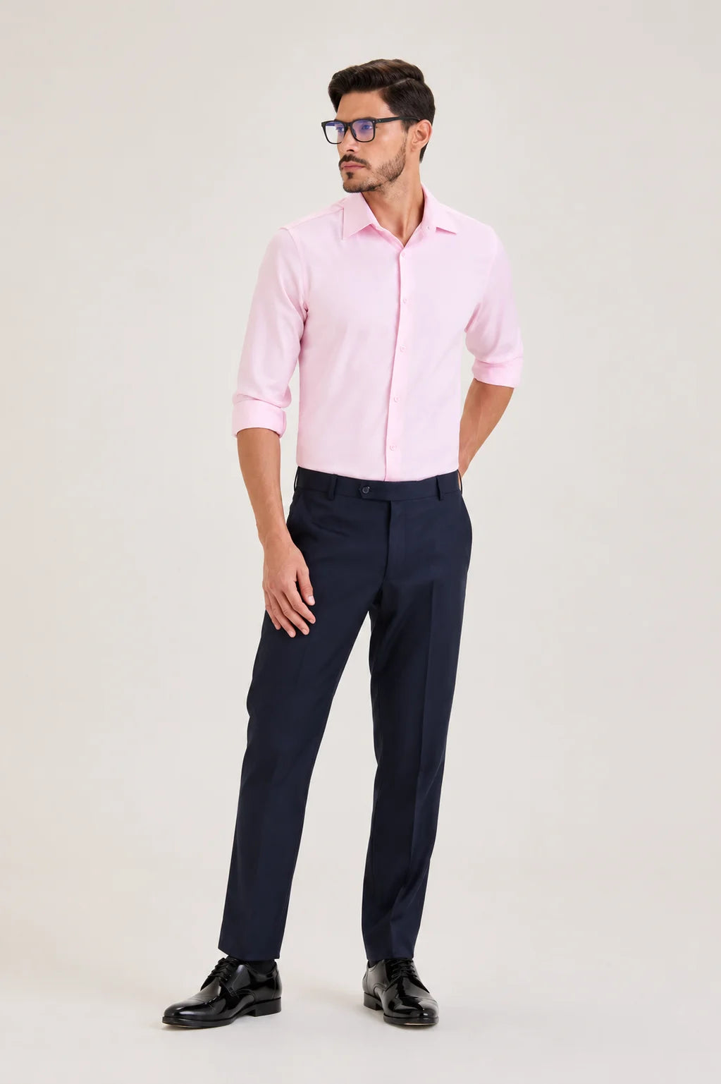 Peach Herringbone Dobby Shirt