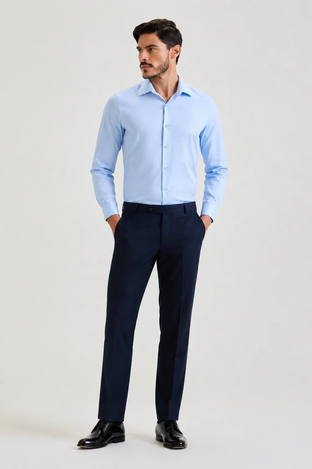 Sky Blue Herringbone Dobby Shirt