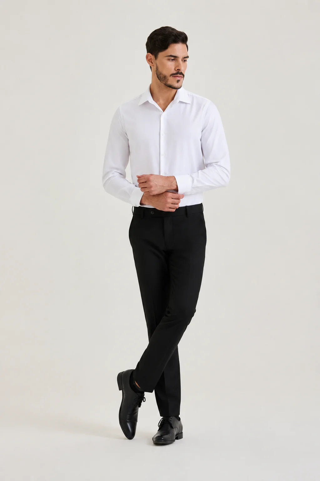 Off White Herringbone Dobby Shirt