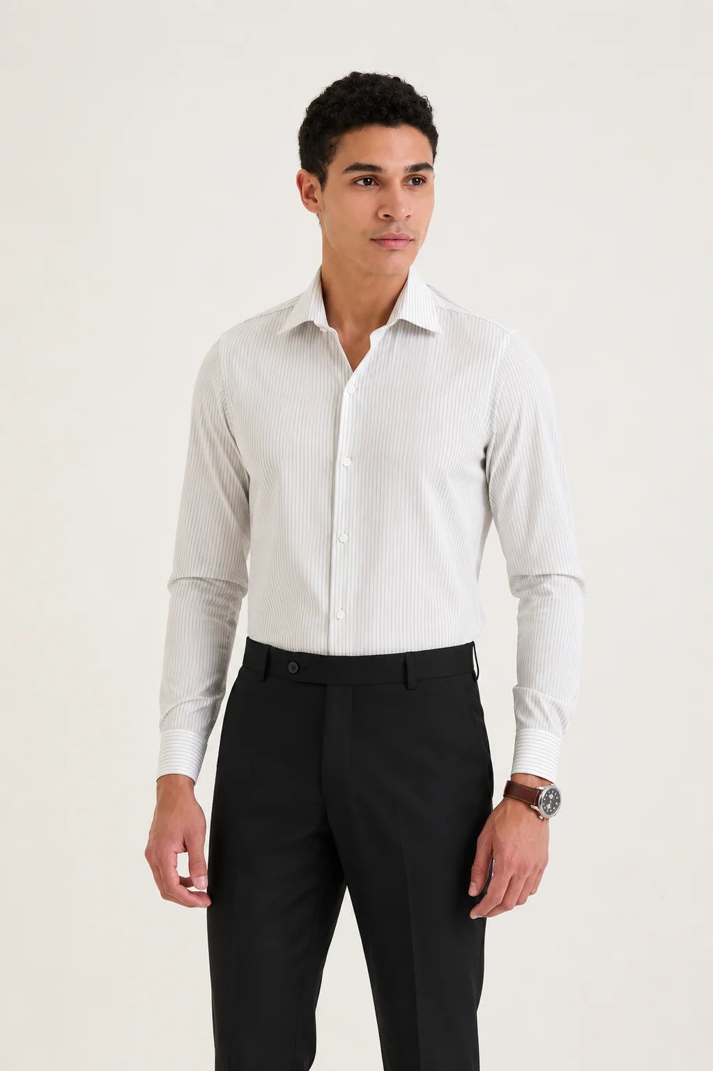 Grey Pencil Stripe Shirt