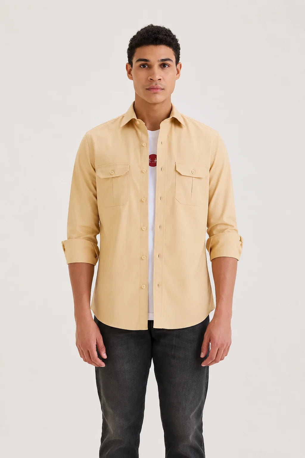 Beige Casual Style Shirt