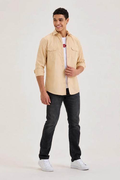 Beige Casual Style Shirt