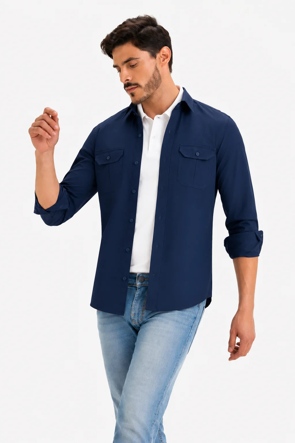 Navy Blue Casual Style Shirt