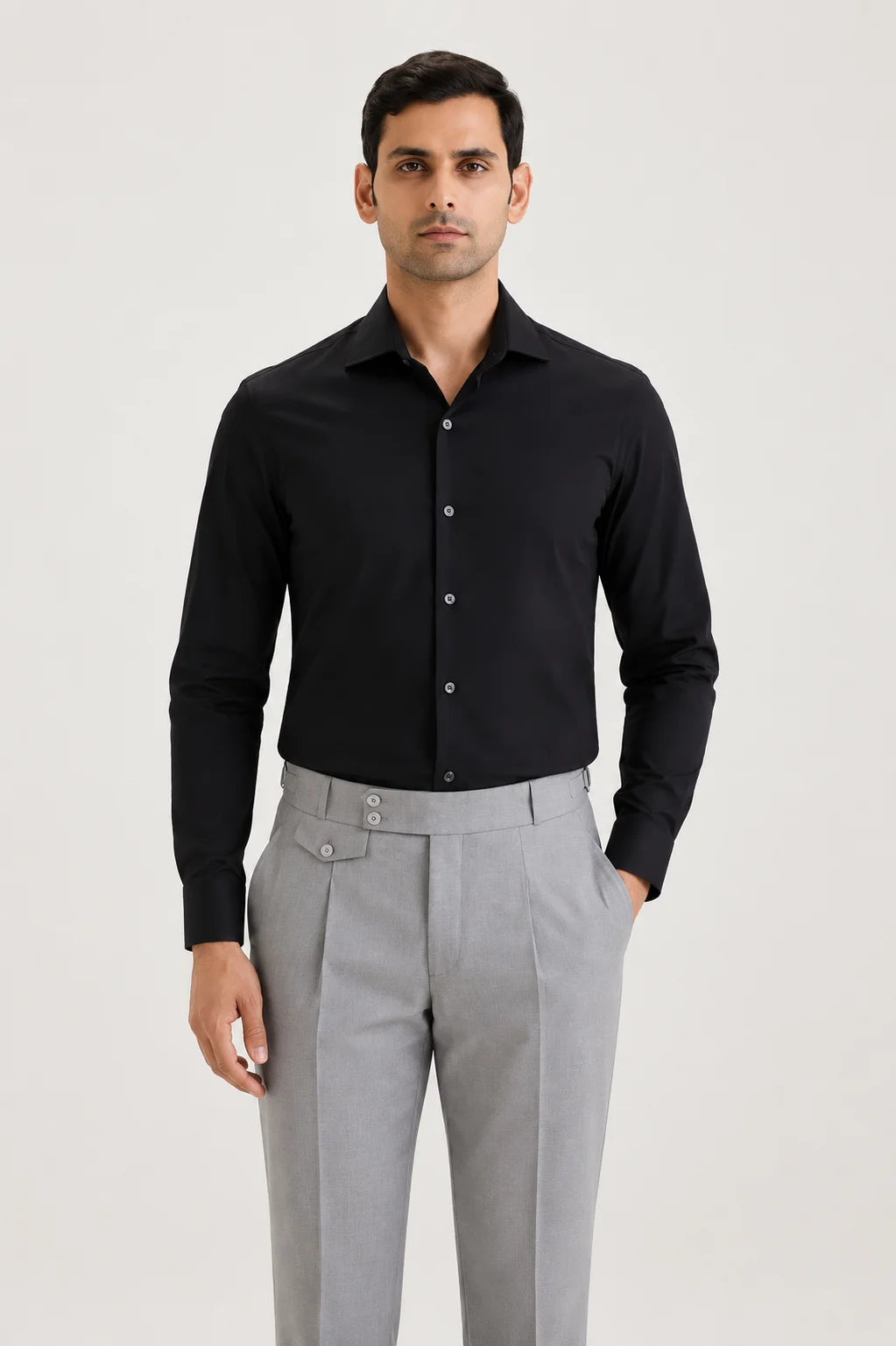 Black Cotton Sateen Shirt