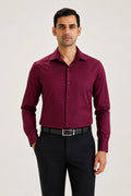 Wine Cotton Sateen Shirt