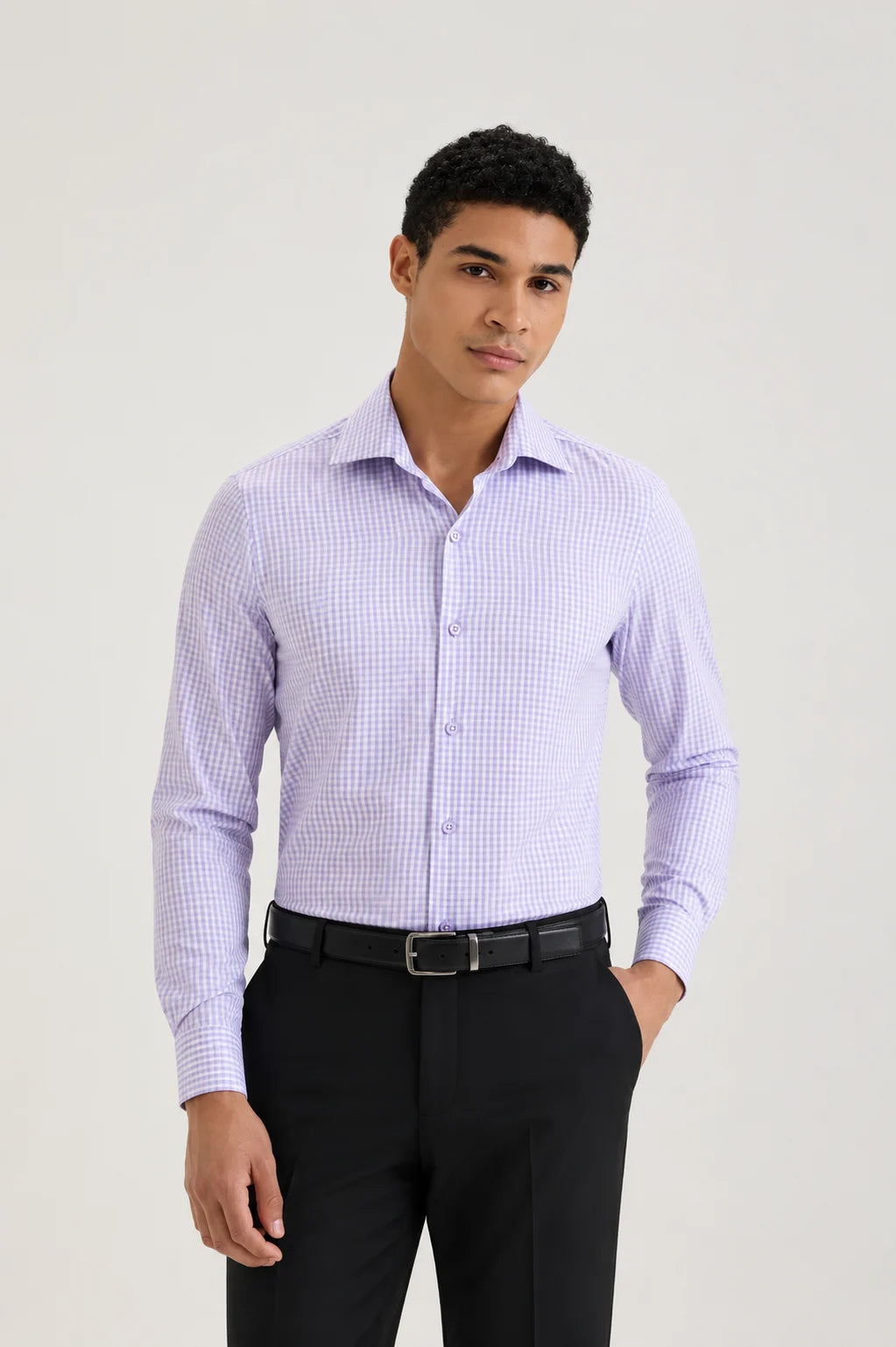 Lilac Gingham Check Shirt