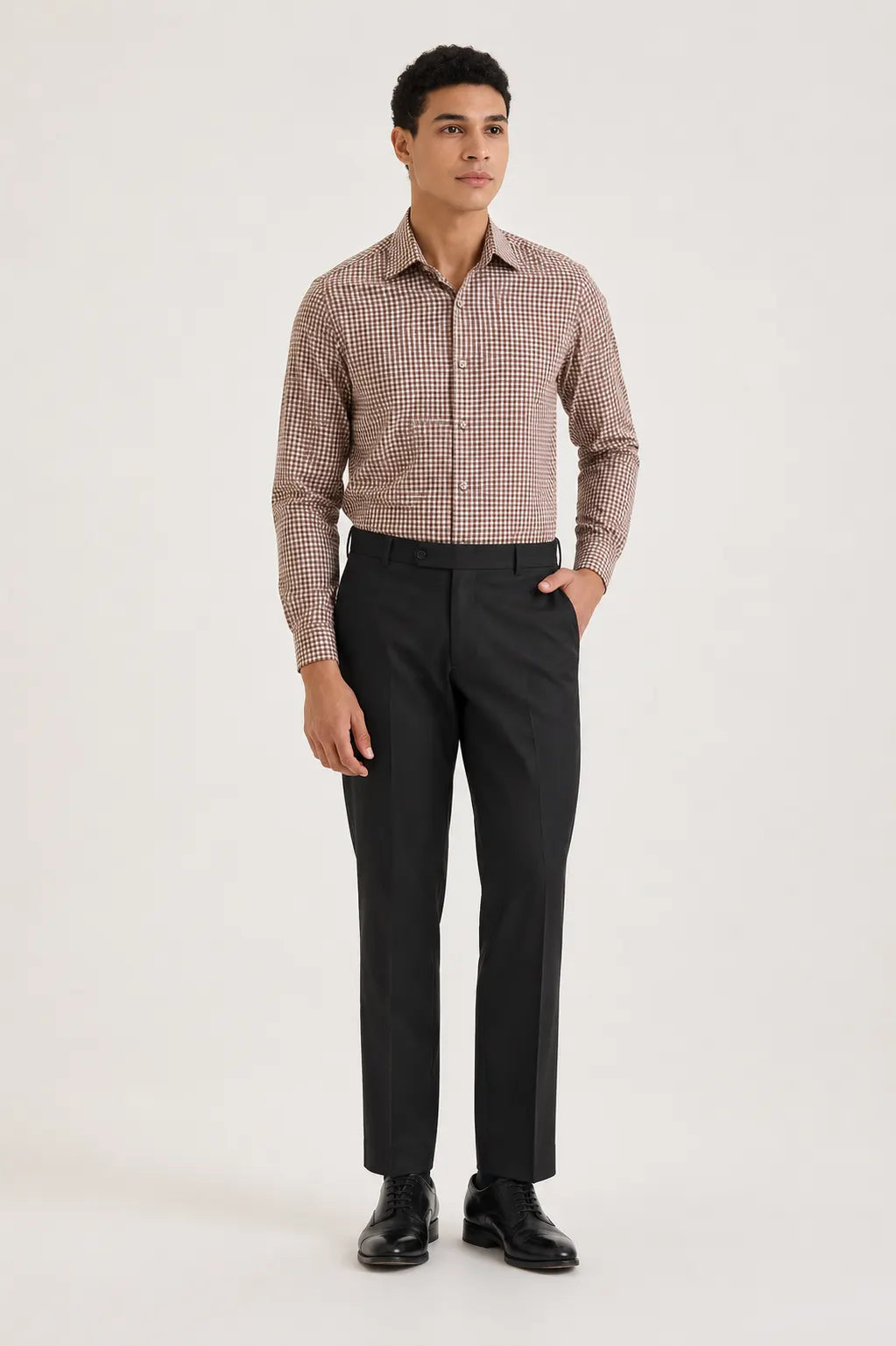 Brown Gingham Check Shirt