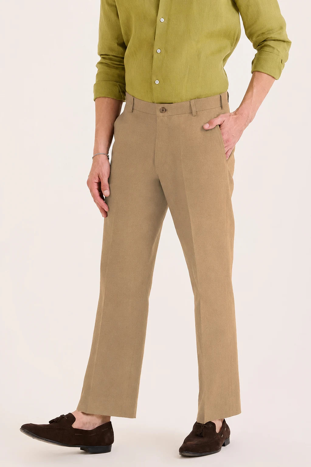 Tan Brown Releax Fit Trouser Linen
