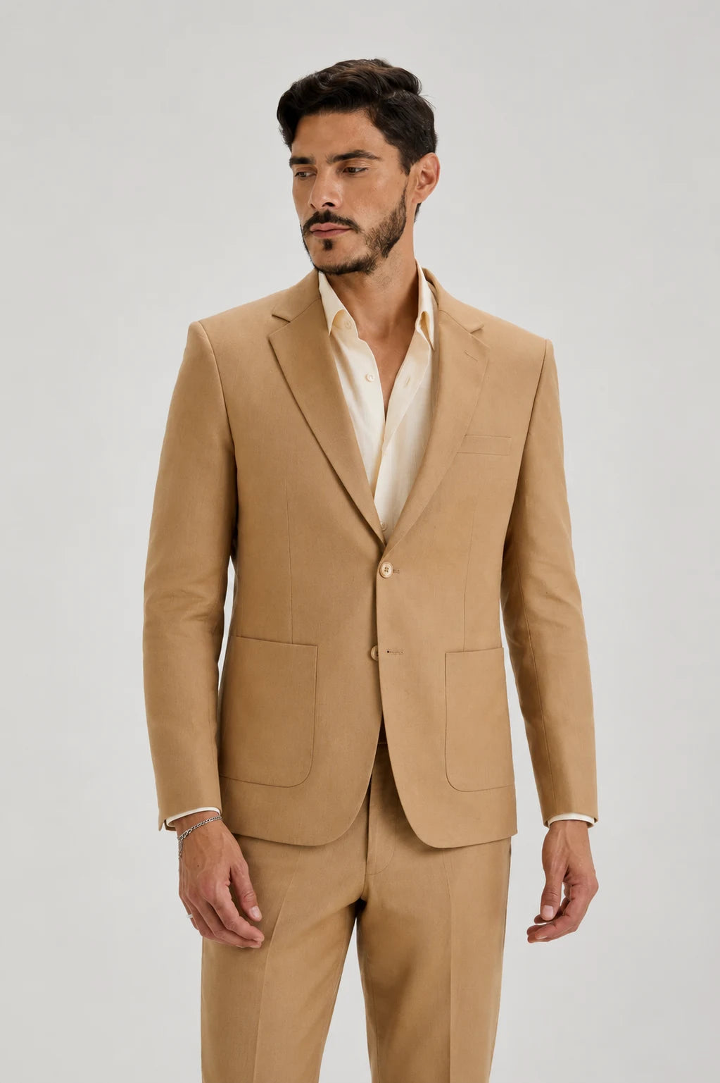 Tan Brown Semi-Formal Blazer Linen