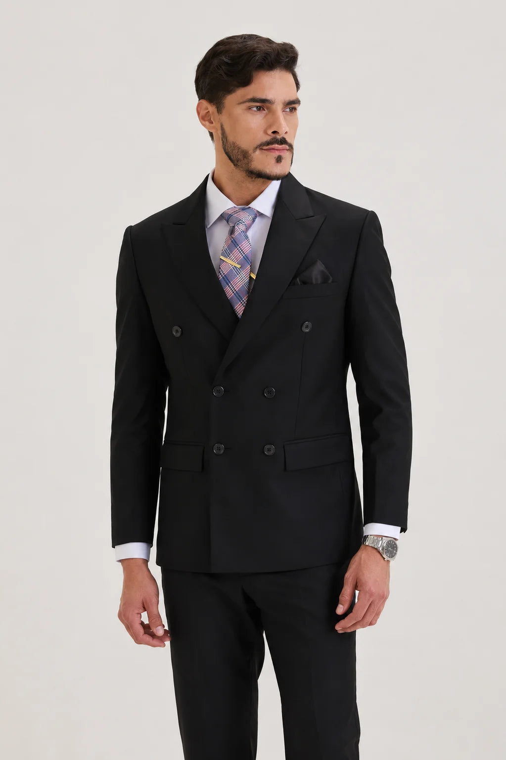 Black Double Breasted Formal Suit Set