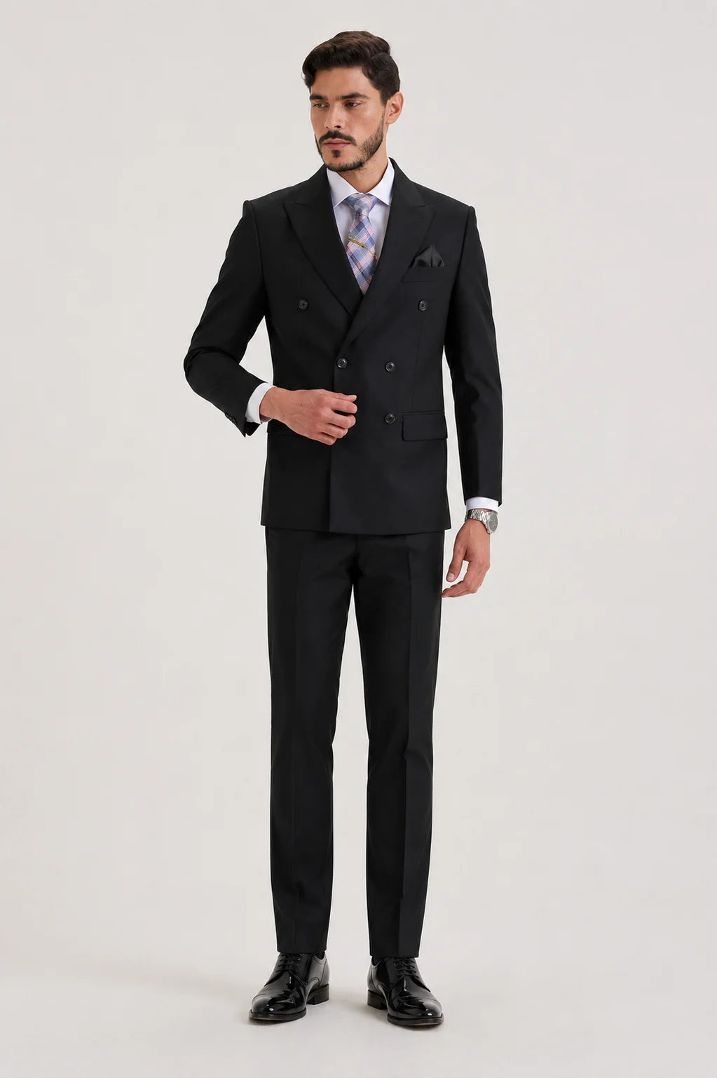 Black Double Breasted Formal Suit Set