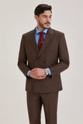 Brown Double Breasted Suit Set