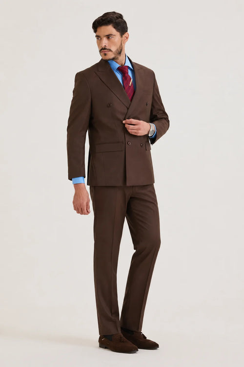 Brown Double Breasted Suit Set