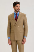 Tan Brown Double Breasted Suit Set
