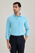 Sky Blue Long Sleeve Polo T-shirt