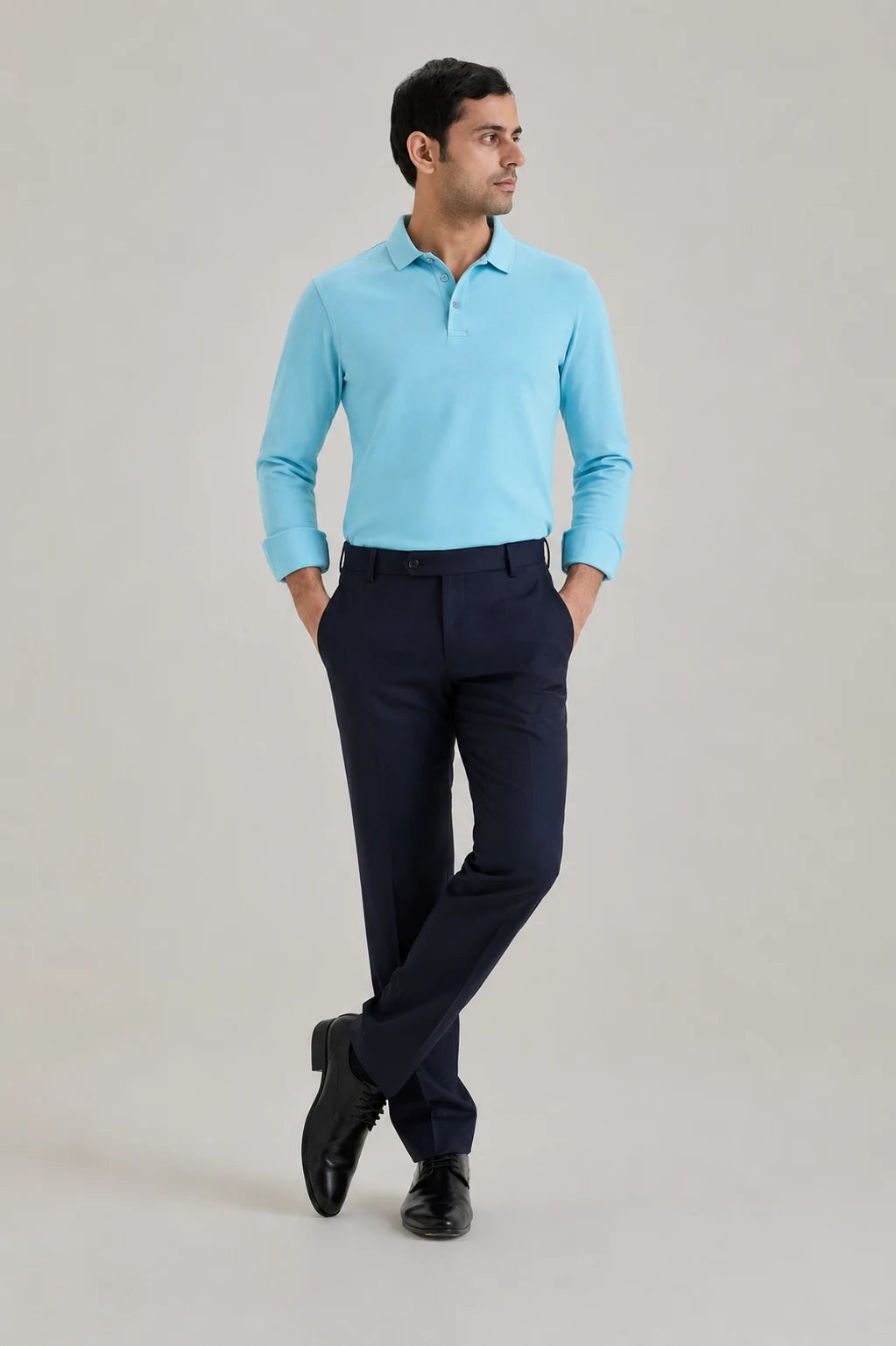 Sky Blue Long Sleeve Polo T-shirt