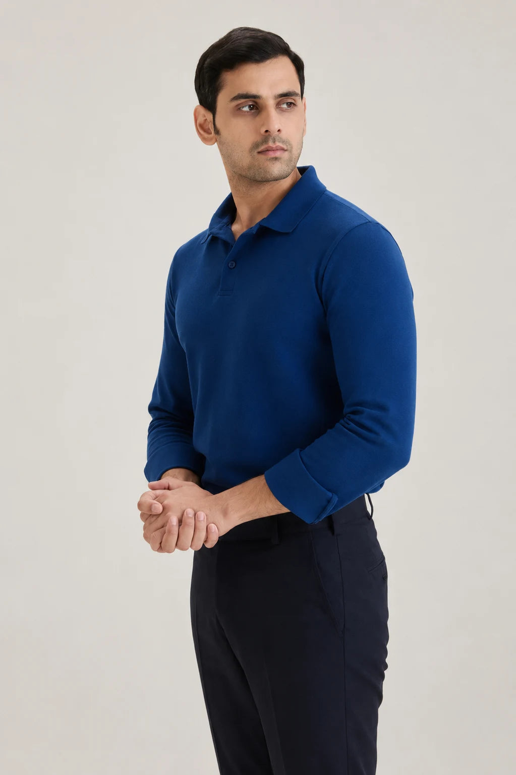 Navy Long Sleeve Polo T-shirt