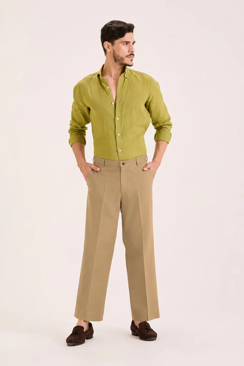 Tan Brown Releax Fit Trouser Linen
