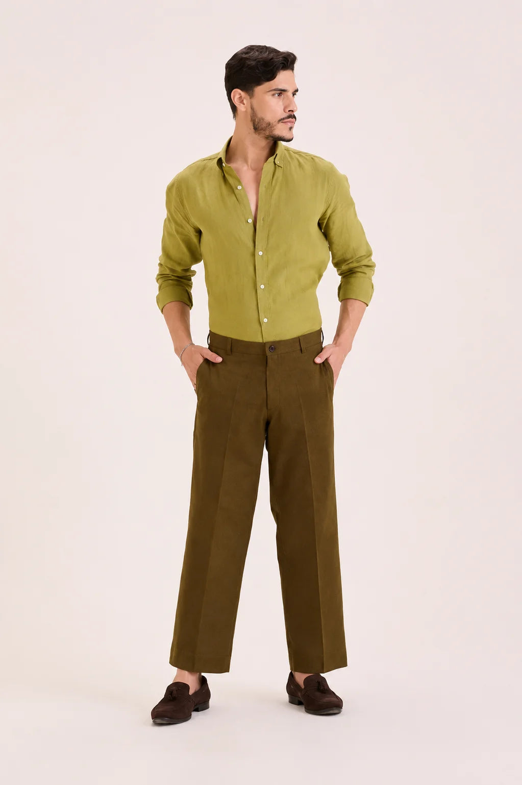 Olive Releax Fit Trouser Linen