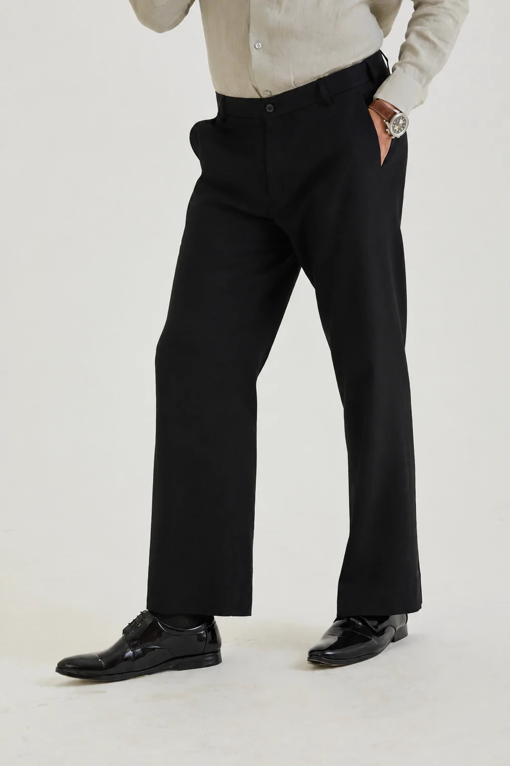 Black Releax Fit Trouser Linen