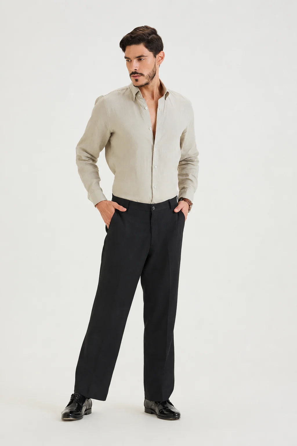Black Releax Fit Trouser Linen
