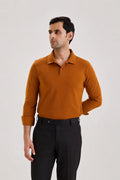 Brown Long Sleeve Polo T-shirt