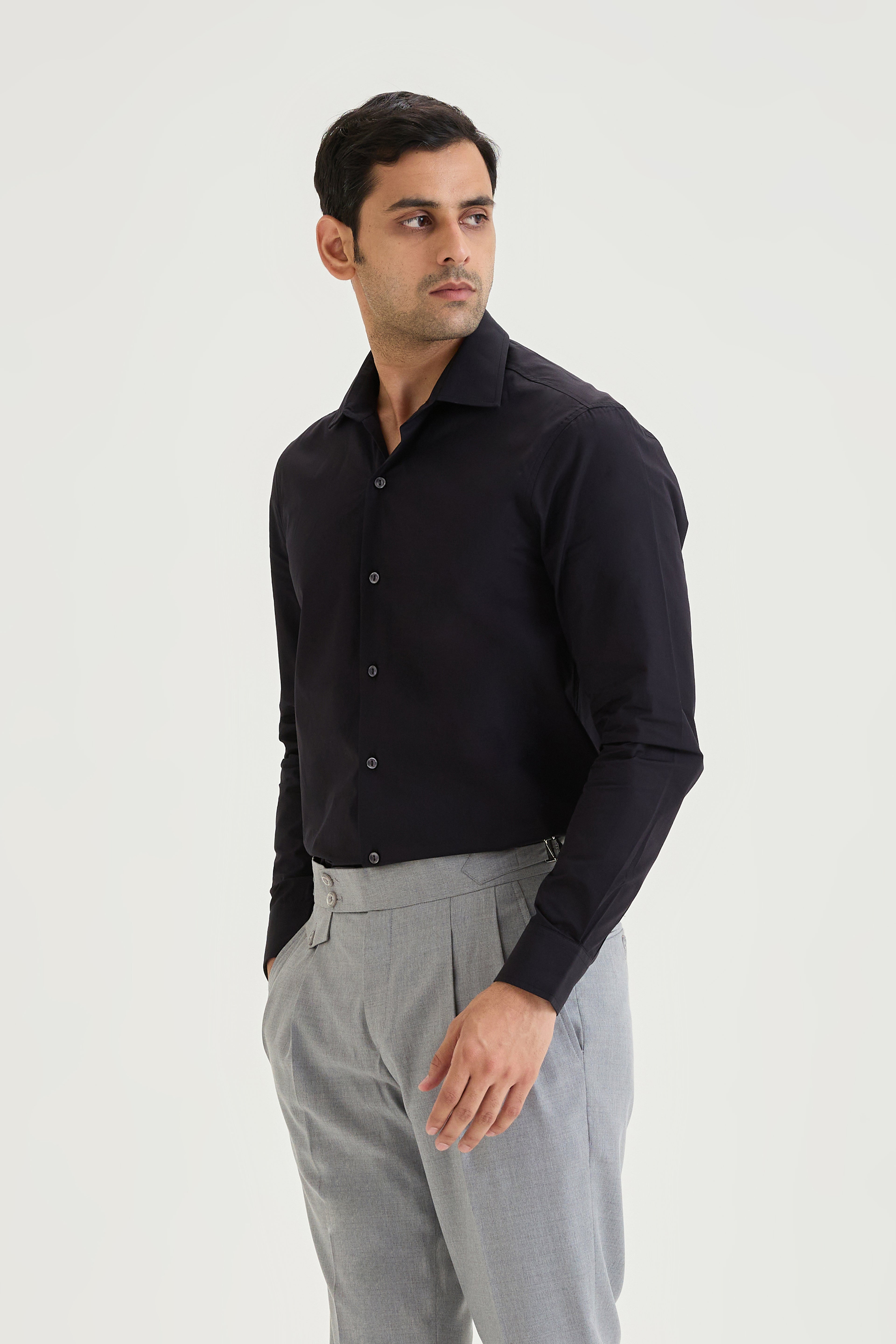 Black Poplin Shirt