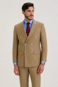 Tan Brown Double Breasted Suit Set
